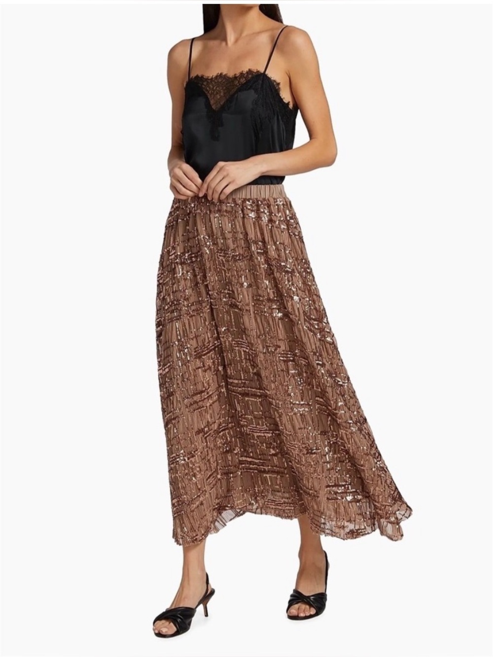 En Saison Romi‎ Bronze Sequin Midi Skirt
